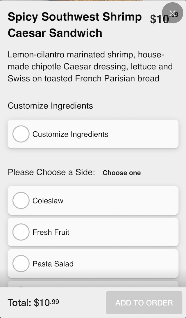 screenshot of Bite Kiosk